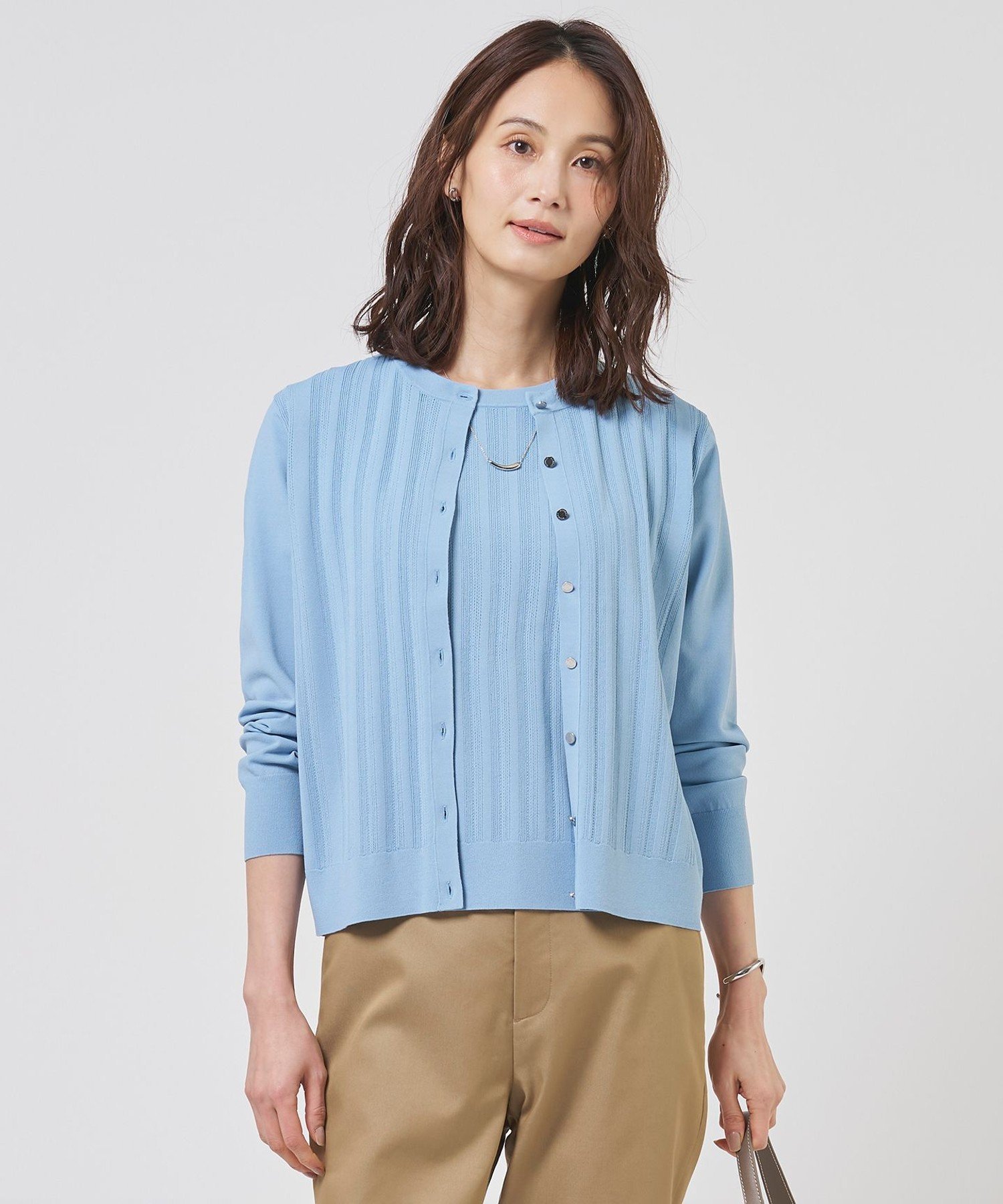 【SALE／30%OFF】J.PRESS LADIES L 【アンサンブル着用可】Rayon Elite Stretch クルーネック カーディガン ジェイプレス トップス カーディガン ブルー ベージュ ピンク ネイビー【送料無料】