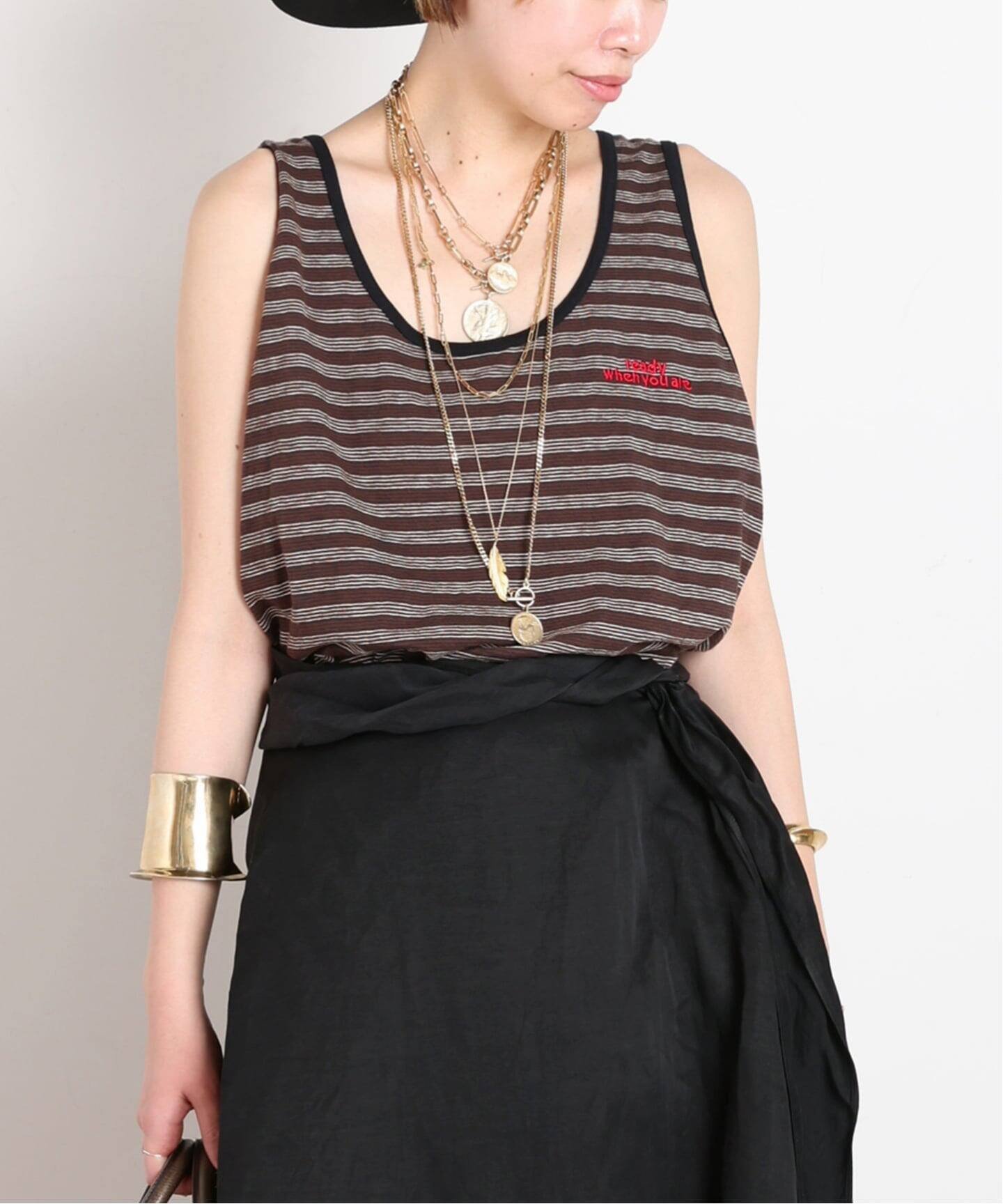 AP STUDIO 【PROVOKE/プロヴォーク】loose tank top エーピーストゥディオ トップス ノースリーブ・タンクトップ ブラウン ベージュ【送料無料】