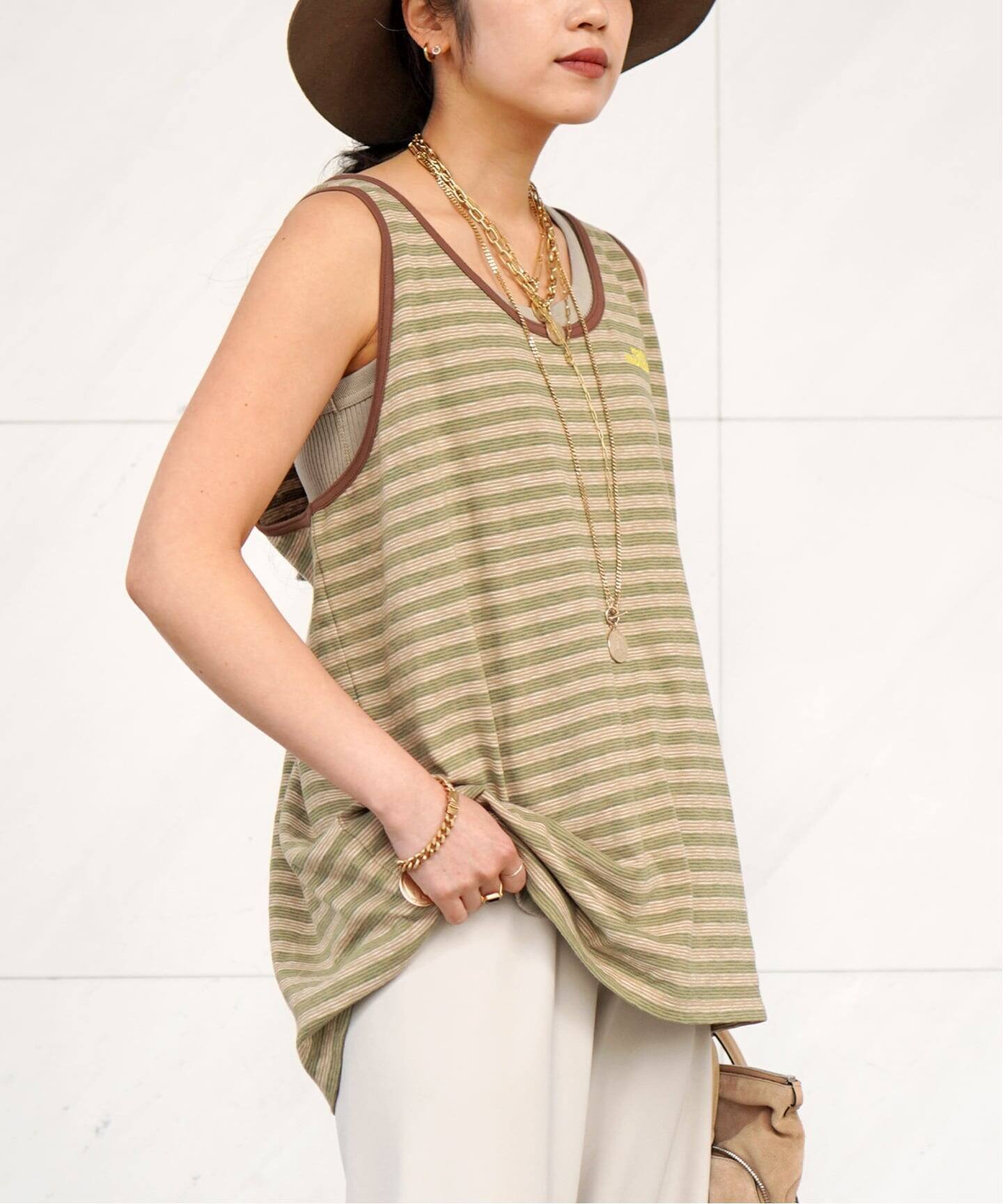 AP STUDIO 【PROVOKE/プロヴォーク】loose tank top エーピーストゥディオ トップス ノースリーブ・タンクトップ ブラウン ベージュ【送料無料】