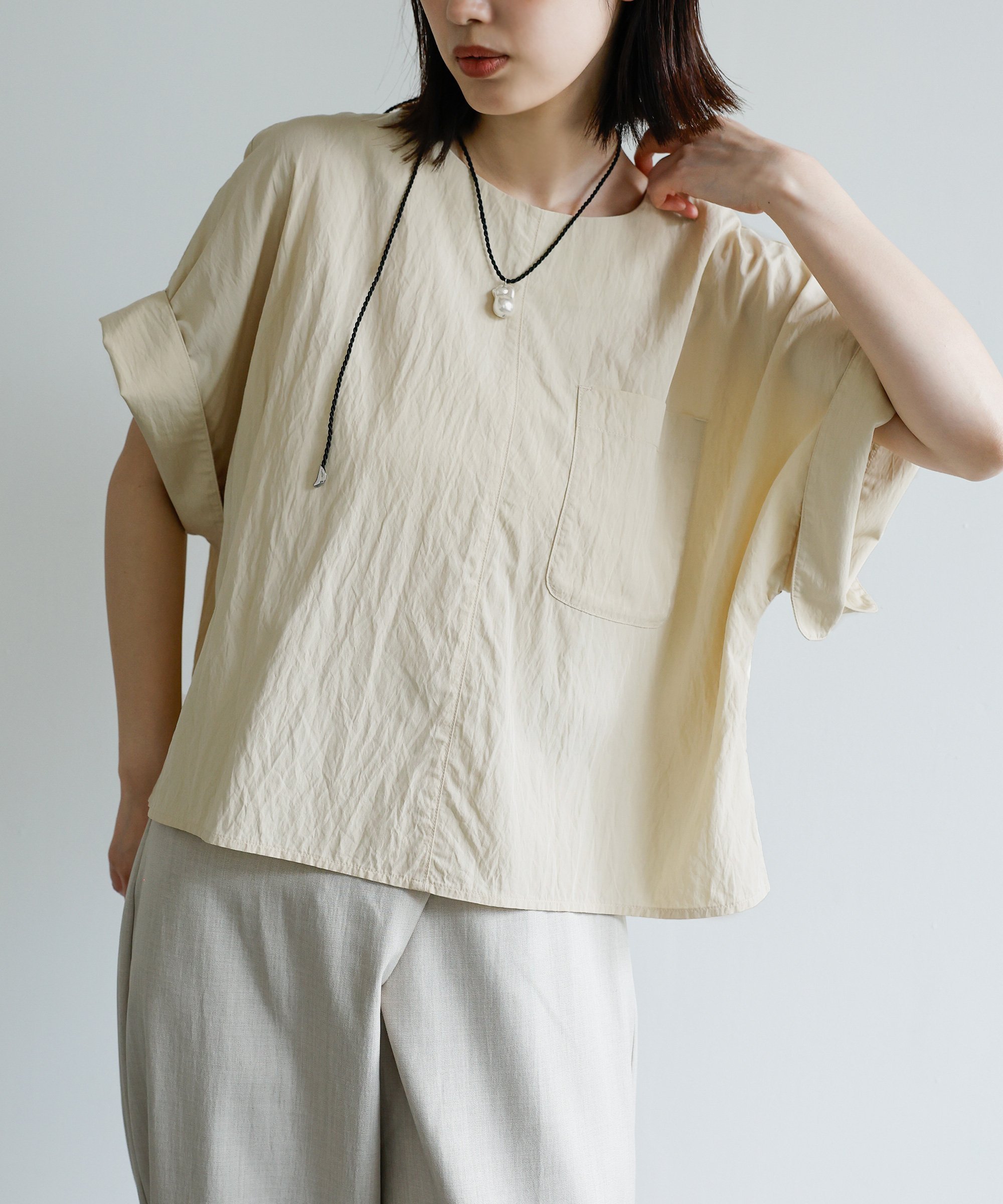 SELECT MOCA 【Et】Front Pocket Big Cuff Blouse セレクトモカ トップス シャツ・ブラウス
