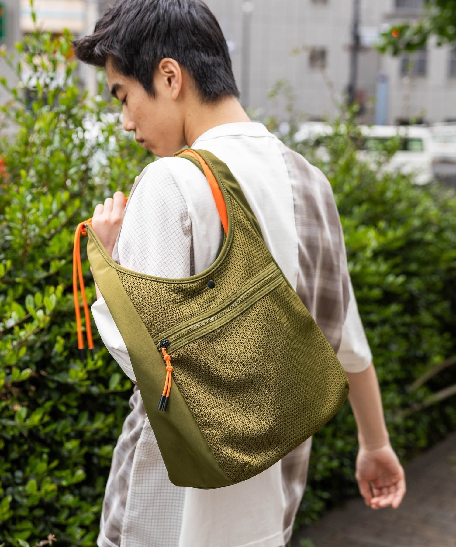 niko and ... コードハンドルメッシュトートバッグ ニコアンド バッグ トートバッグ ブラック グレー カーキグリーン