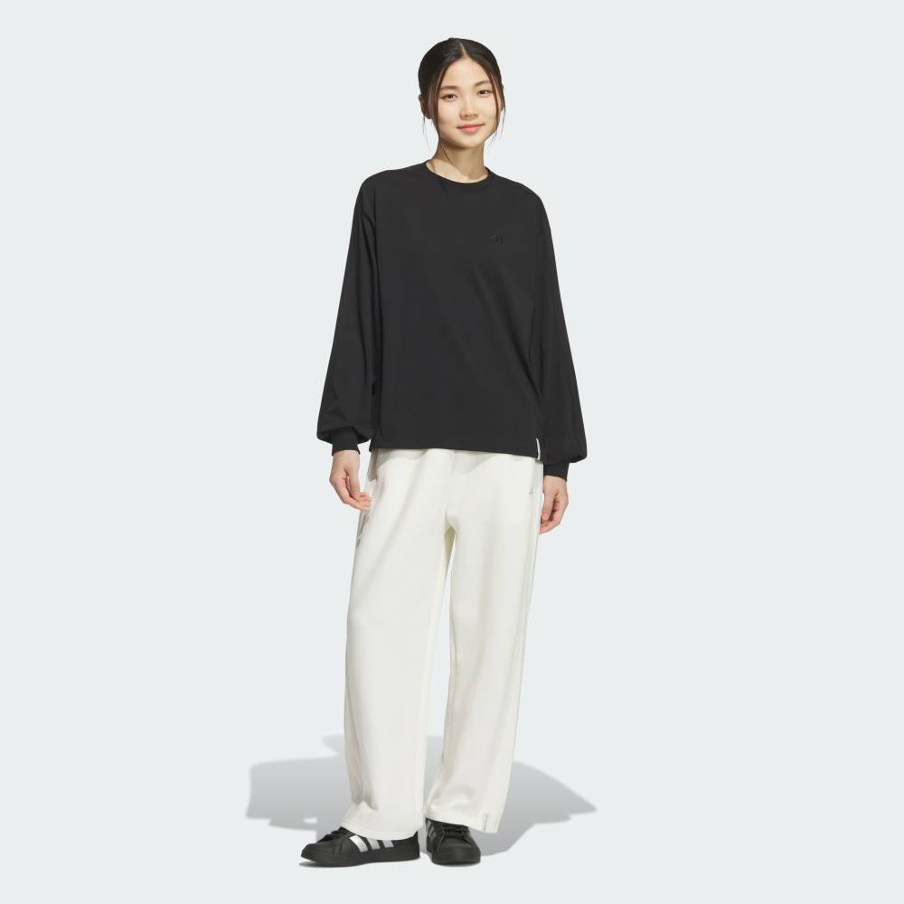 【公式】アディダス adidas 返品可 エッセンシャルズ プラス スリー ストライプス ルーズ フィット 長袖 Tシャツ アディダス トップス カットソー・Tシャツ ブラック