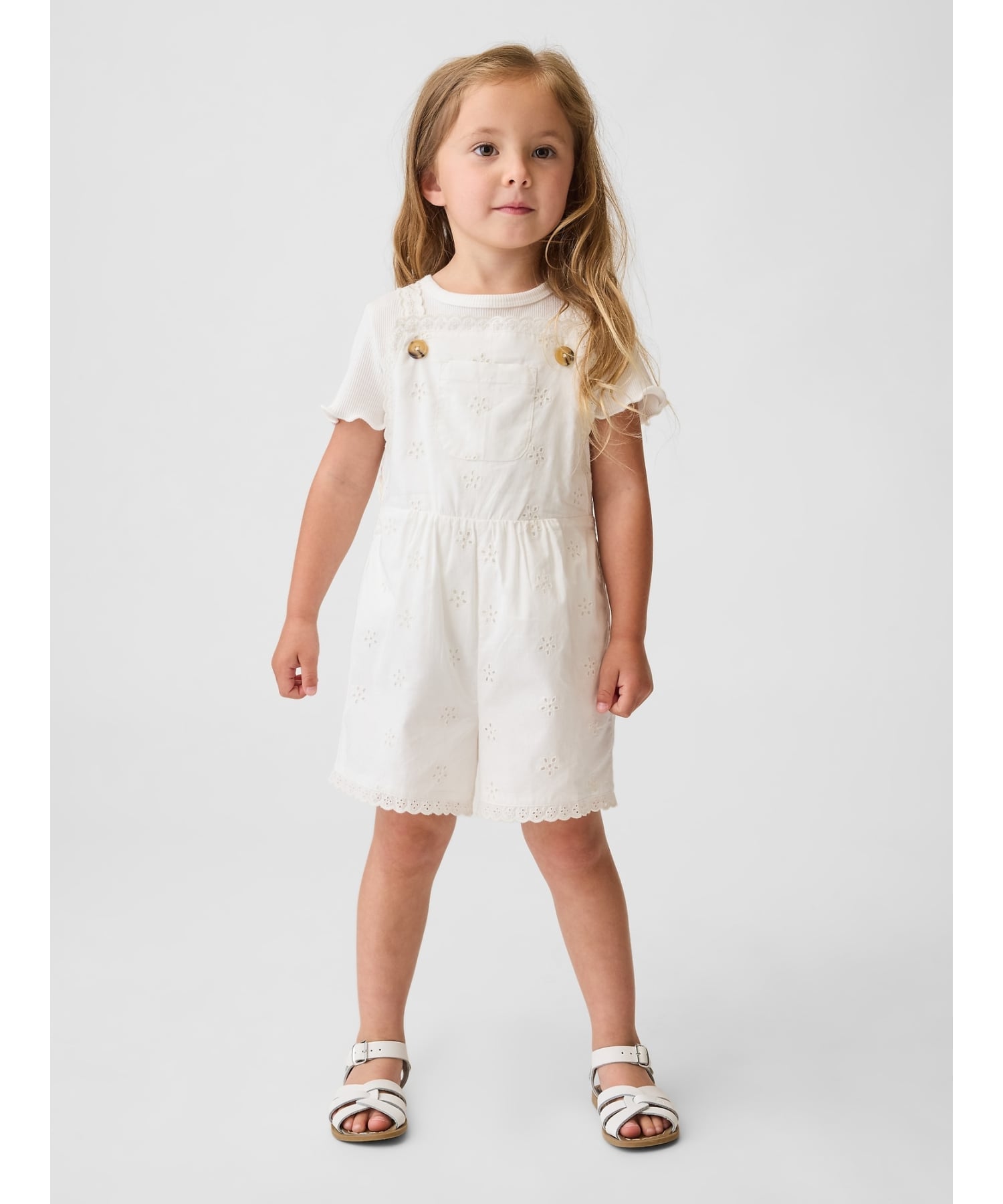 【SALE/30% OFF】GAP (K) Eyelet Shortalls (Toddler/Baby) Gap All-in-One/Overalls Other All-in-One/Overalls White 【Free Shipping】