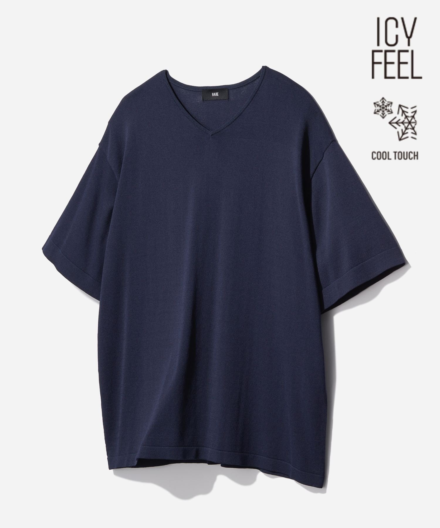 HARE 【接触冷感】ユルネックVネックニット ハレ トップス ニット ネイビー ブラック【送料無料】