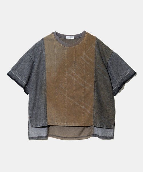 GSC WOMENS SELECT mililopiulu/ミリロピュール ステンシルプリントTシャツ (WOMENS) ゴースローキャラバン トップス カットソー・Tシャツ ブルー ブラウン