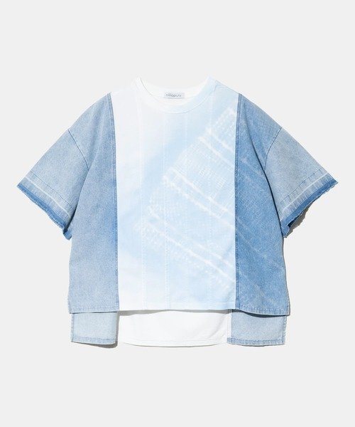GSC WOMENS SELECT mililopiulu/ミリロピュール ステンシルプリントTシャツ (WOMENS) ゴースローキャラバン トップス カットソー・Tシャツ ブルー ブラウン