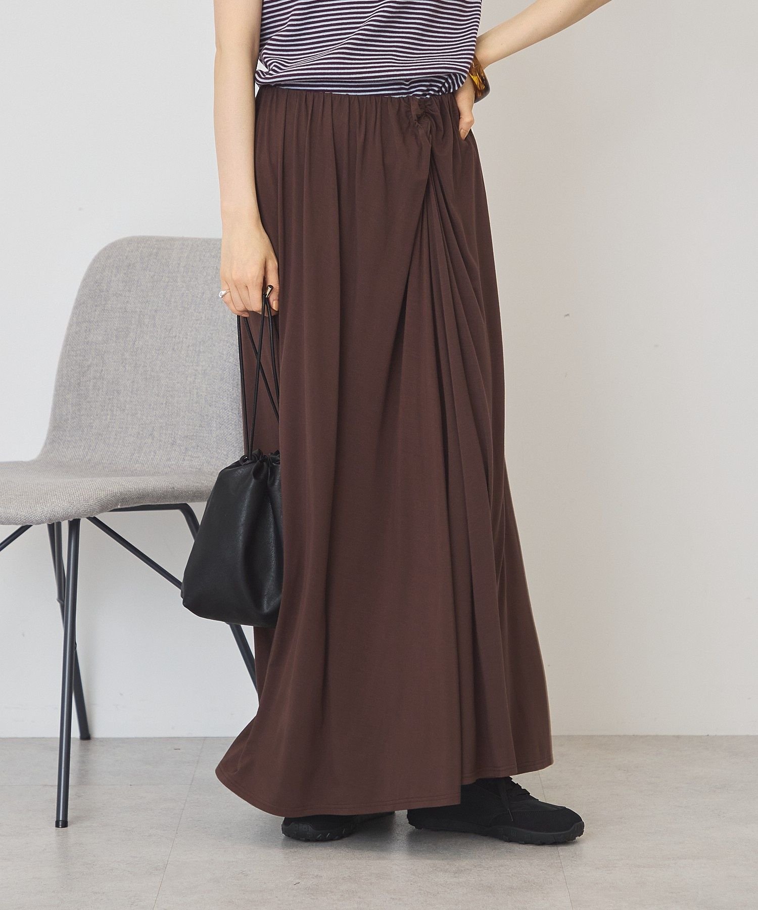 AMERICAN HOLIC 【接触冷感】ツイストギャザースカート アメリカンホリック スカート その他のスカート ブラウン ネイビー【送料無料】