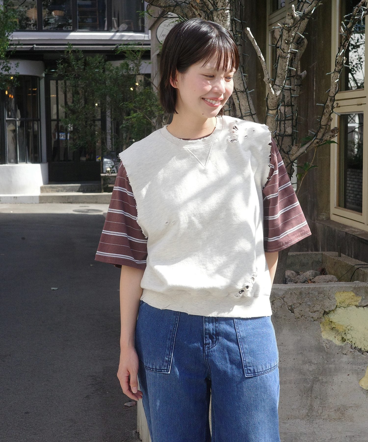 HARING HARING スウェットダメージベスト キャナルジーン トップス スウェット・トレーナー【送料無料】
