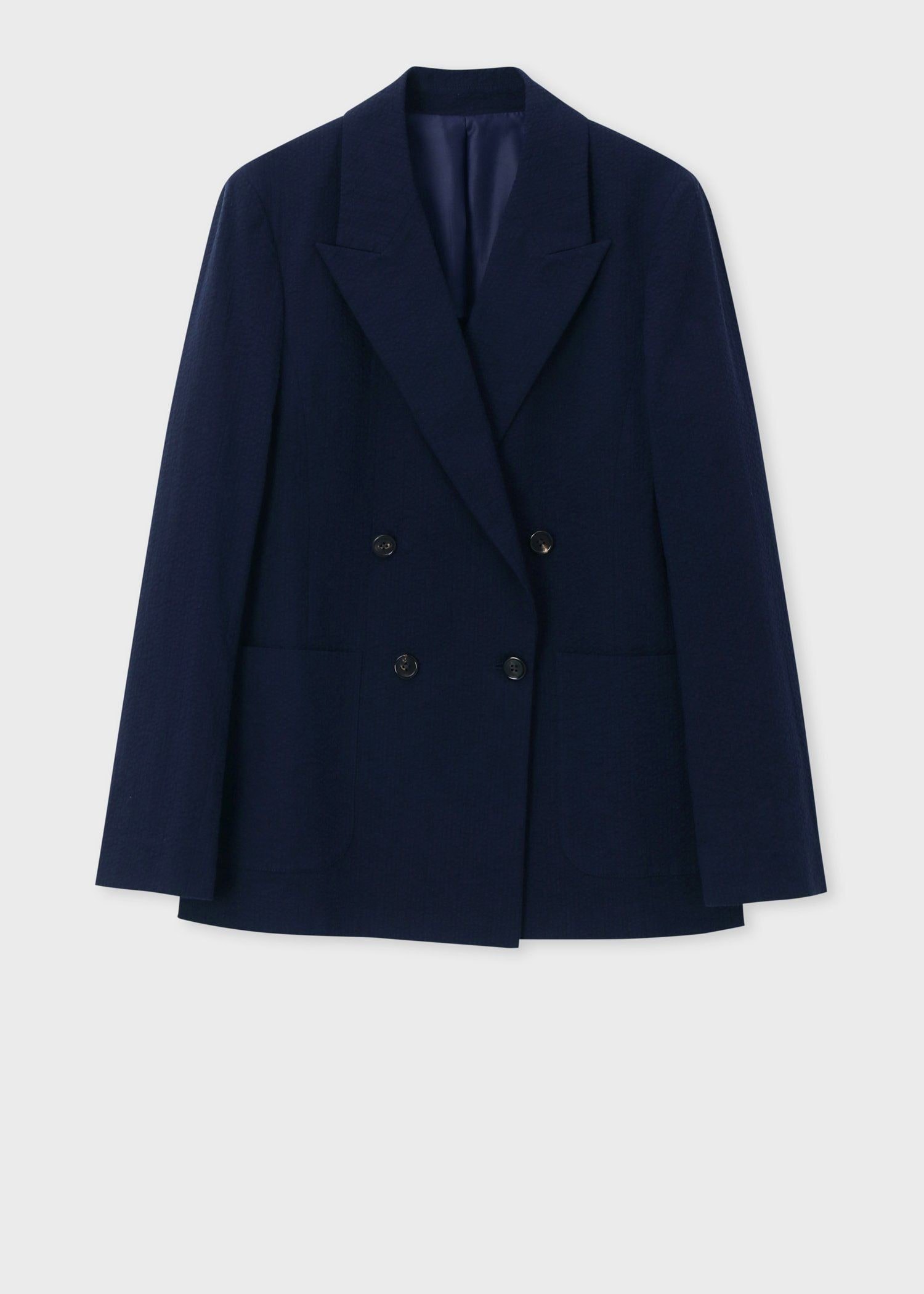 【SALE／30%OFF】PS Paul Smith ウィメンズ シアサッカー ダブル ジャケット ポール・スミス ジャケット・アウター テーラードジャケット・ブレザー ベージュ ネイビー【送料無料】