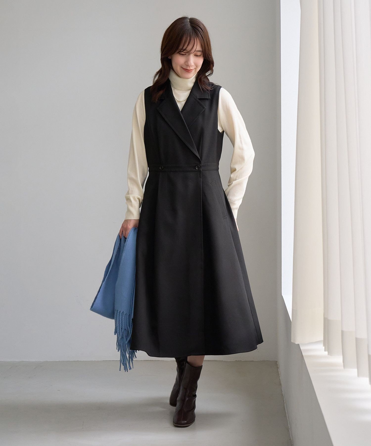 【SALE／5%OFF】ROPE' PICNIC トレンチジャンパースカート ロペピクニック ワンピース・ドレス ジャンパースカート ブラック カーキグリーン【送料無料】 stylife-15843860 Rakuten Fashion サンプル画像2