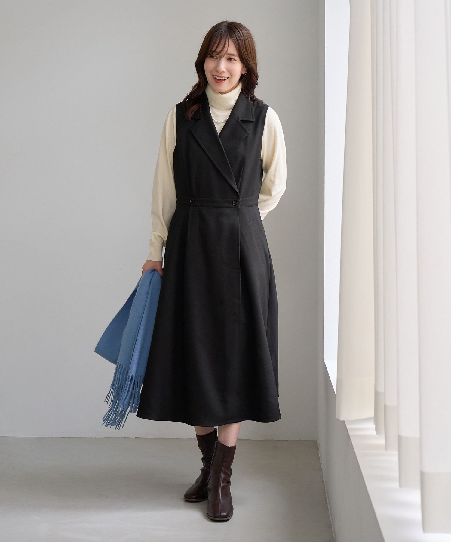 【SALE／5%OFF】ROPE' PICNIC トレンチジャンパースカート ロペピクニック ワンピース・ドレス ジャンパースカート ブラック カーキグリーン【送料無料】 stylife-15843860 Rakuten Fashion サンプル画像3
