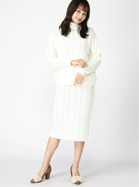 【SALE/70%OFF】Rewde ★WEB限定★ハイネックケーブルニットセットアップ(9R05-ZO0 ルゥデ ニット ニットその他 ブラック ホワイト ベージュ