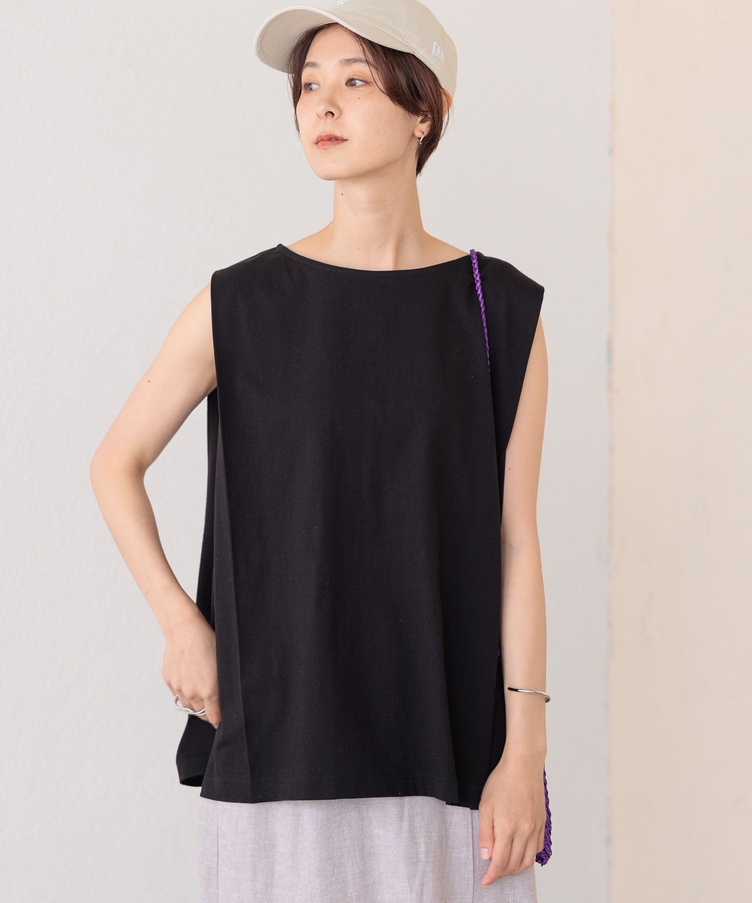 【SALE／5%OFF】LEPSIM (W)ショルダータックNS レプシィム トップス ノースリーブ・タンクトップ ブラック カーキ ホワイト ピンクのサムネイル