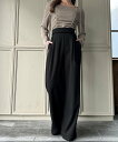 【SALE/55%OFF】JUNOAH ヘリンボーン2WAYワイドパンツ ジュノア パンツ その他のパンツ グレー ブラウン ブラック