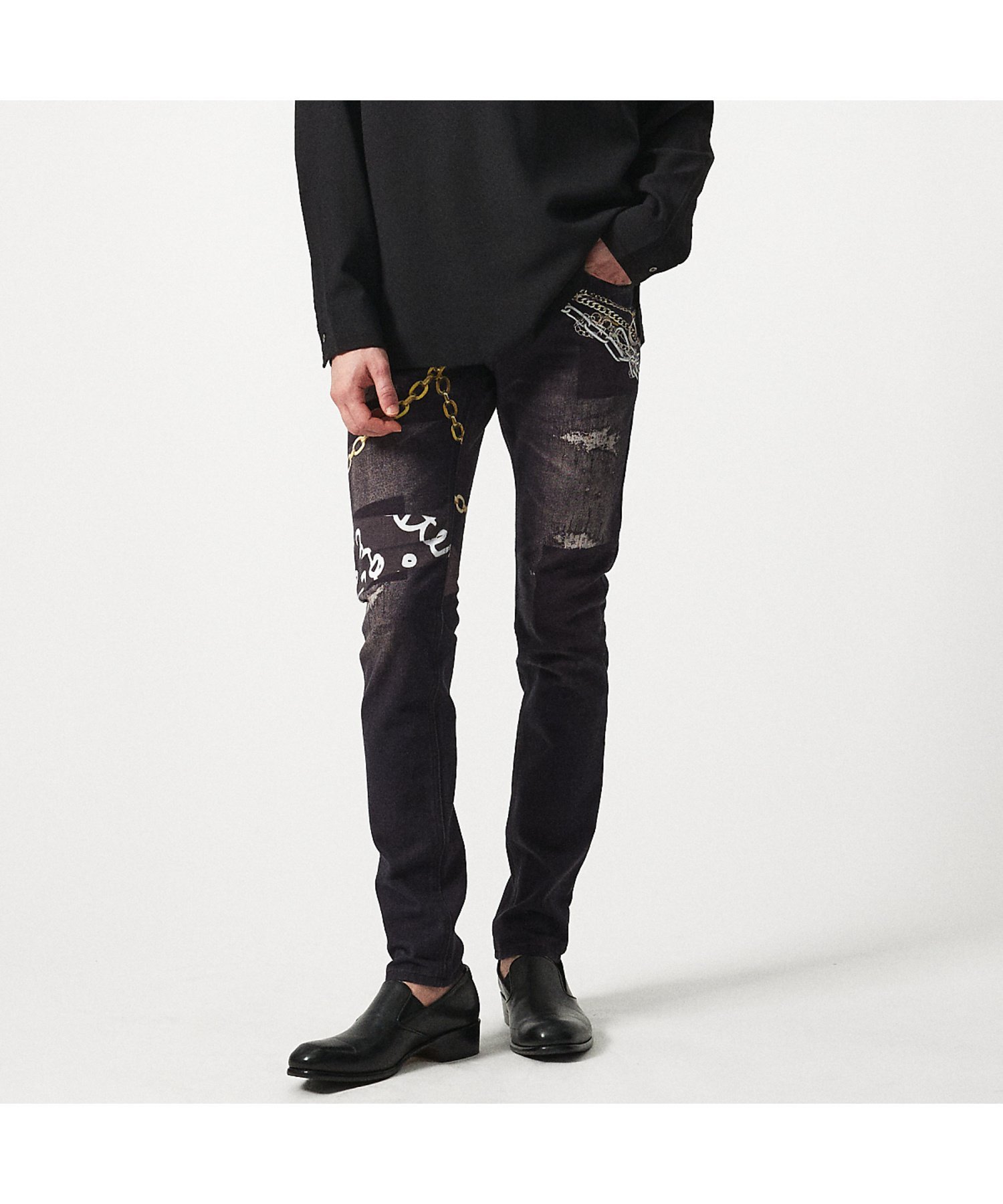 5351POUR LES HOMMES 【40周年】RYOYA スタイリング スキニー デニムパンツ ゴーサンゴーイチプールオム パンツ ジーンズ・デニムパンツ ブラック
