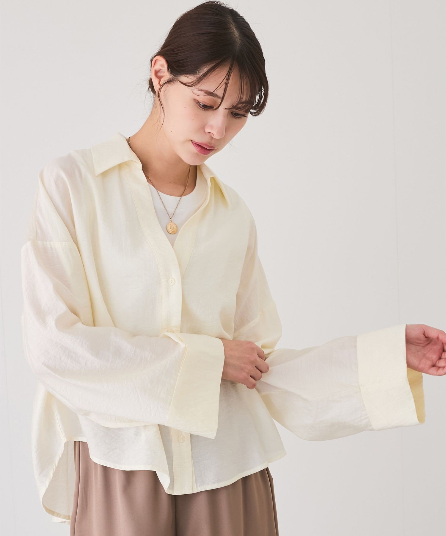 JAYRO 【EC限定】スキッパーシャツ ジャイロ トップス シャツ・ブラウス ブルー ネイビー ベージュ ホワイト