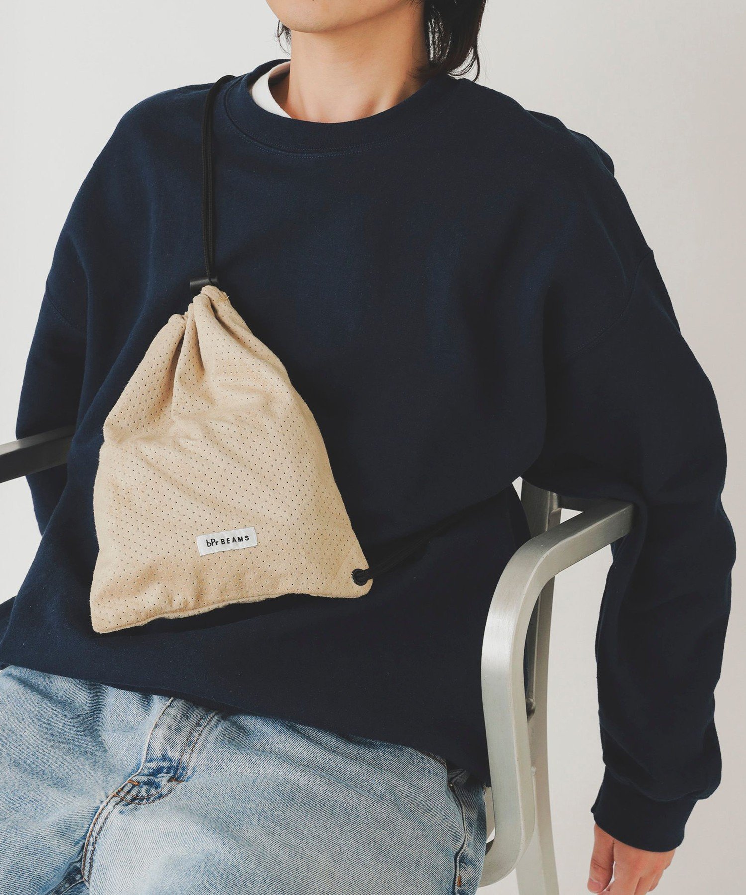 bPr BEAMS パンチング ドローストリング バッグ ビームス メン 財布・ポーチ・ケース ポーチ ブルー ピンク ベージュ ブラック ホワイト【送料無料】