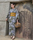 utatane utatane 浴衣3点セット 深緑と薄青の砂よろけに桔梗 Fサイズ ウタタネ 着物・浴衣・和装小物 浴衣【送料無料】