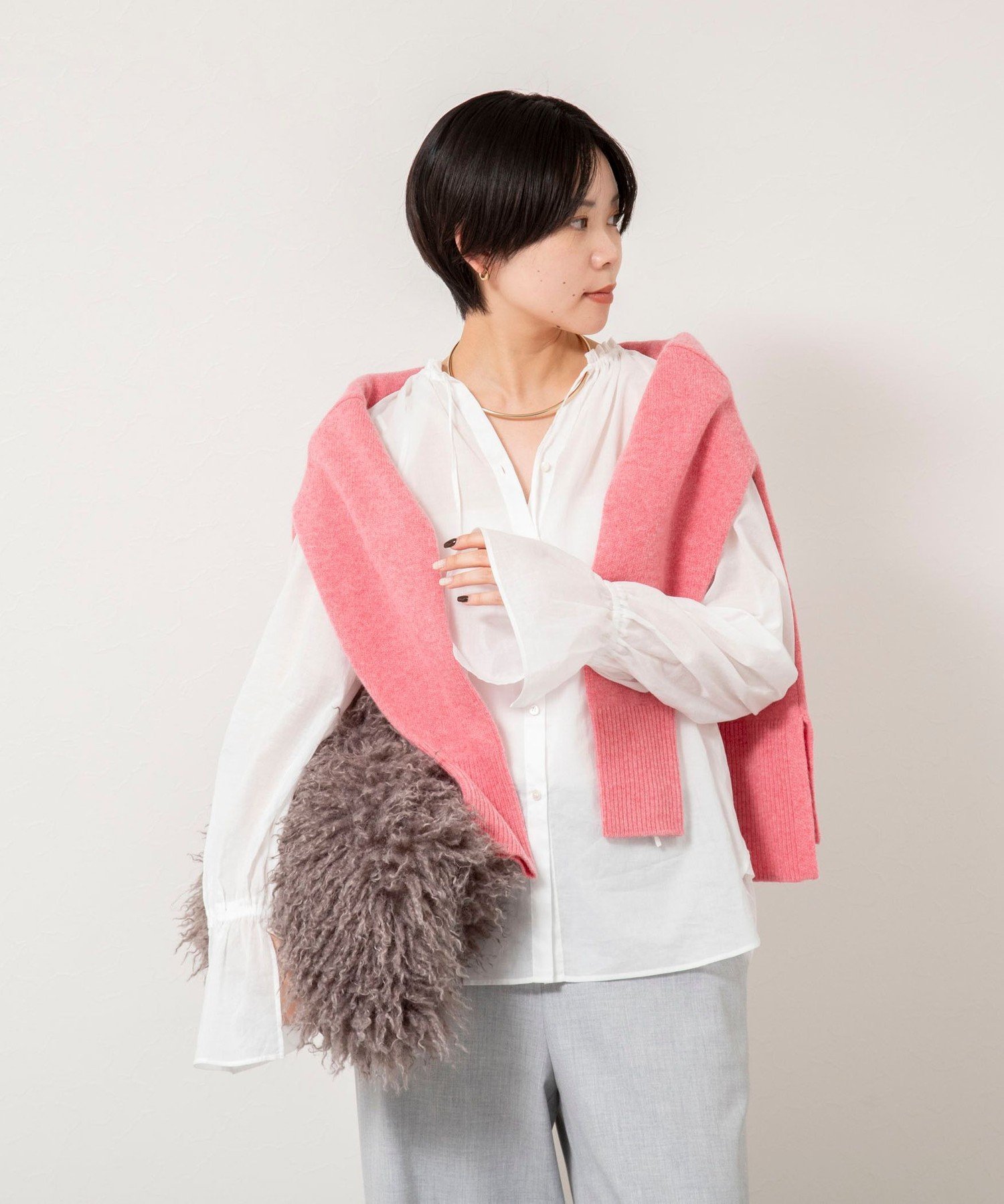 【SALE／15%OFF】2nd NOLLEY'S ウォッシャブルシアーコットンフリル襟ブラウス ノーリーズ トップス シャツ・ブラウス ブラック ホワイト【送料無料】