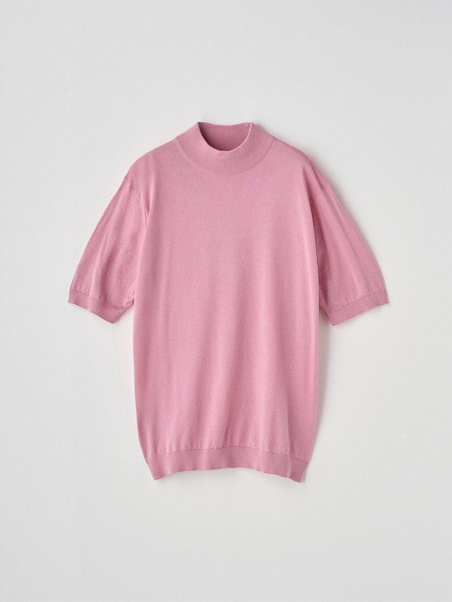 JOHN SMEDLEY モックネック半袖コットンニット Tシャツ ｜ ARBER ｜ 30G MODERN FIT ジョンスメドレー トップス ニット ピンク【送料無料】