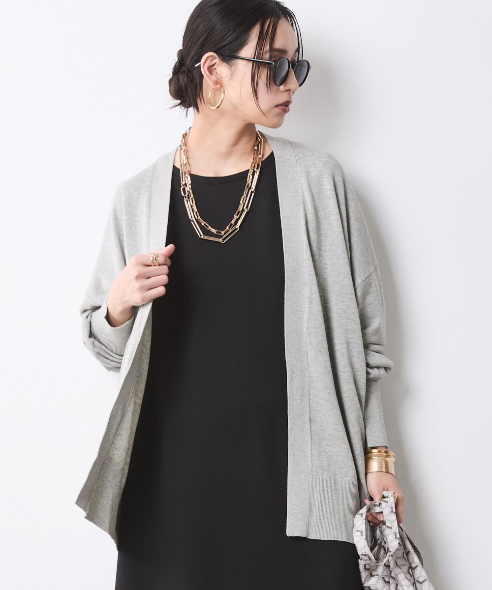 CHIC STYLE モダール綿ニットカーディガン＜大きいサイズ有＞シックスタイル シックスタイル トップス カーディガン グレー ブラウン【送料無料】