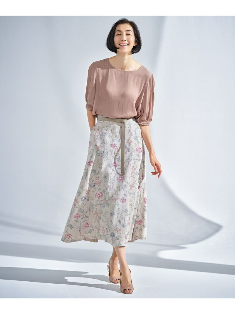 【SALE／50%OFF】自由区 L BOTANICAL DYE フラワープリント スカート ジユウク スカート ロング・マキシスカート イエロー パープル【送料無料】のサムネイル