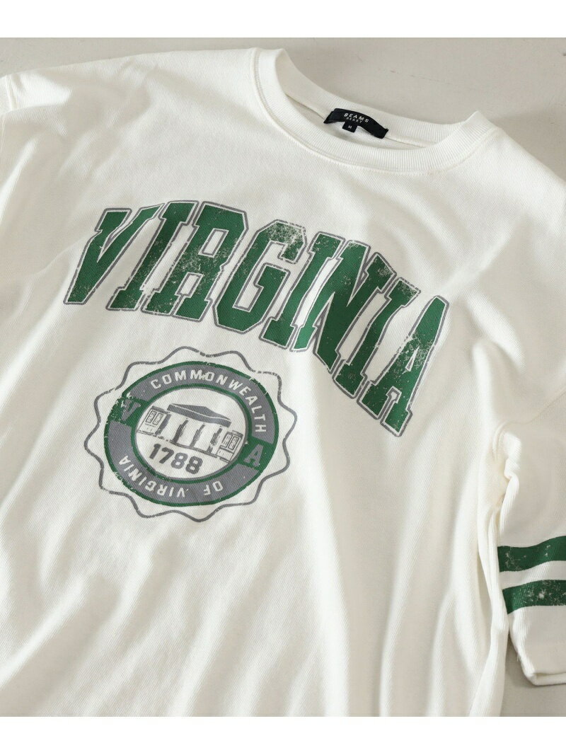 【SALE／70%OFF】BEAMS HEART BEAMS HEART / 袖ライン カレッジ ビッグ Tシャツ ビームス アウトレット トップス カットソー・Tシャツ グレー ホワイトのサムネイル