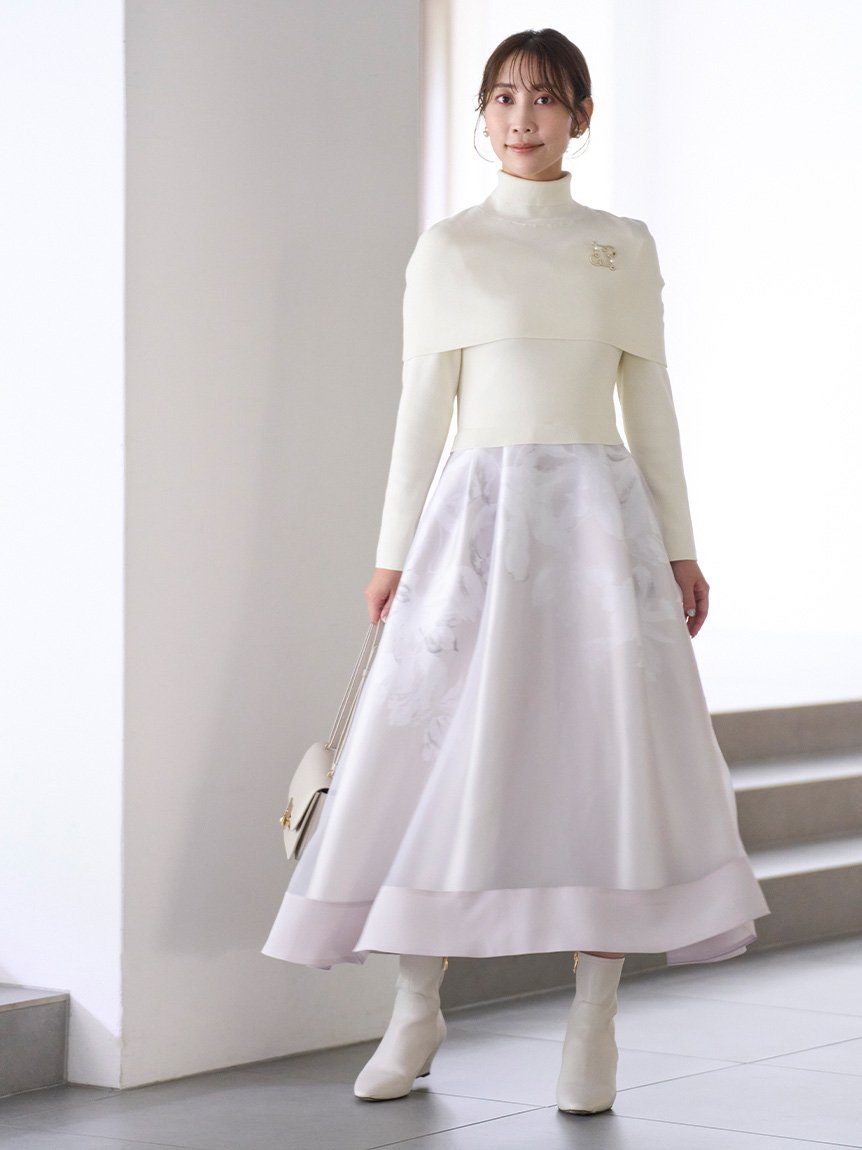 【SALE／30%OFF】CELFORD タートルケープ付きドッキングワンピース セルフォード ワンピース・ドレス その他のワンピース・ドレス ホワイト ブラック レッド【送料無料】のサムネイル