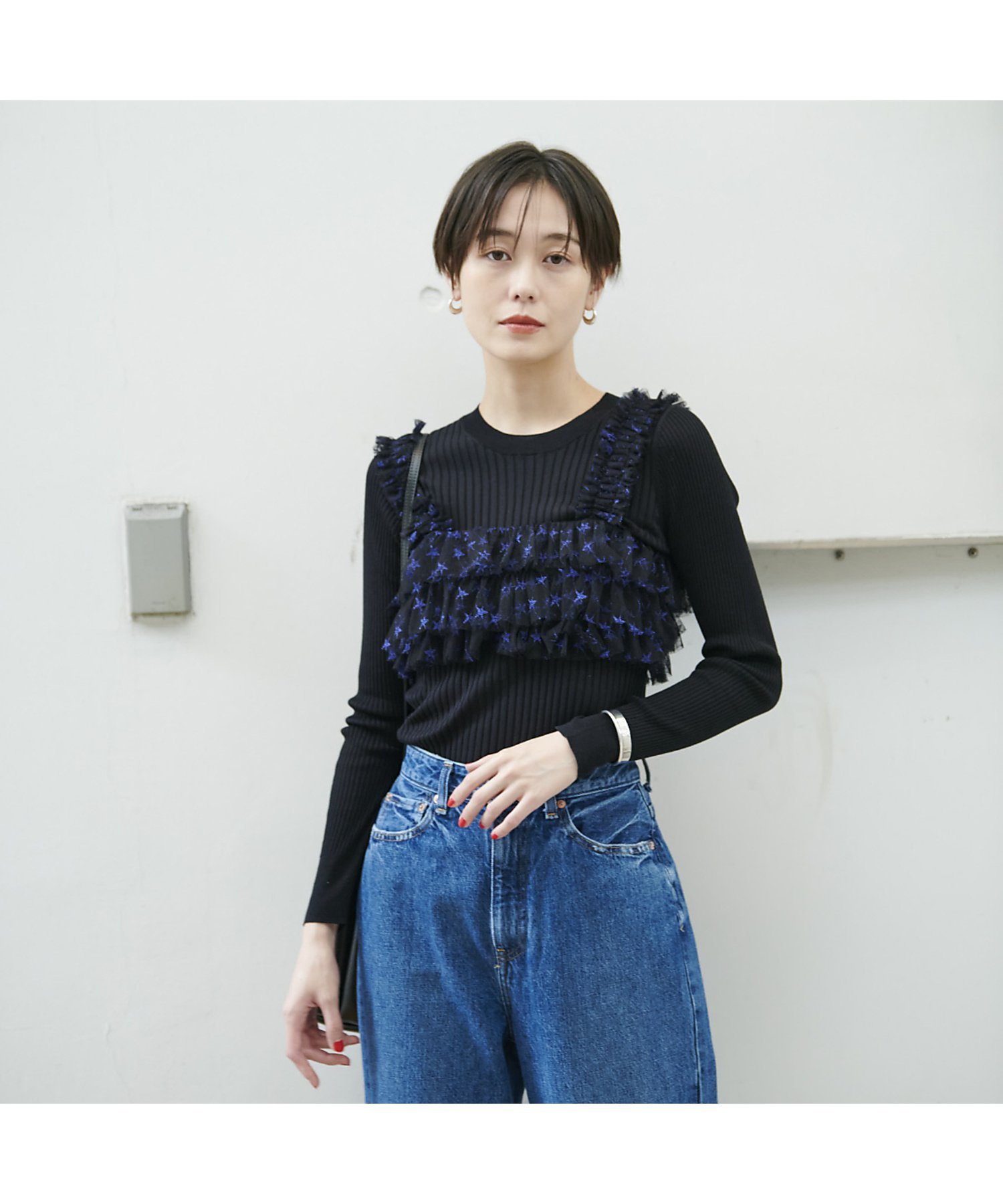 Rouge vif la cle スター&ハート柄チュールフリルビスチェ ルージュ・ヴィフ ラクレ トップス シャツ・ブラウス ベージュ ブルー