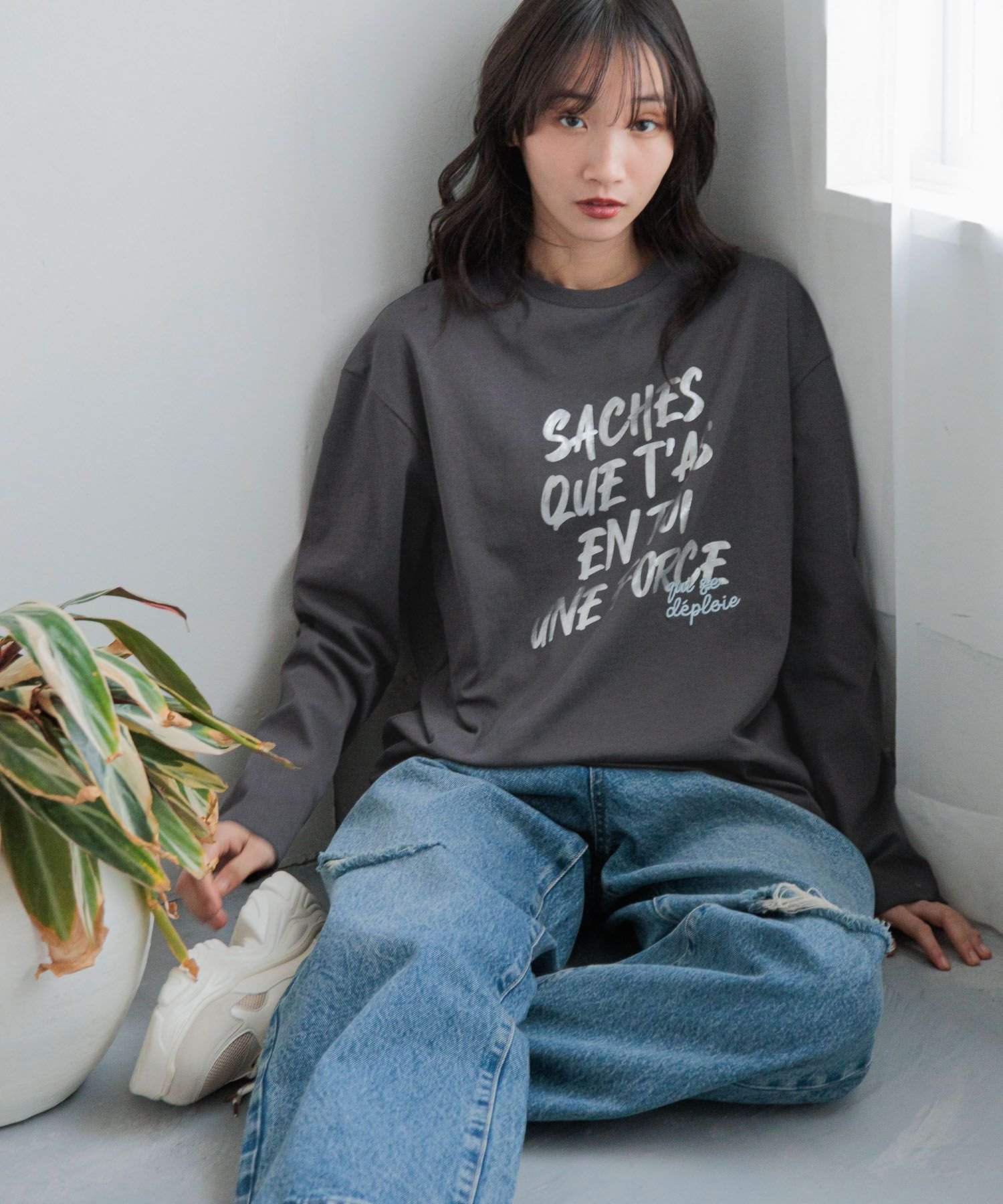 LOWRYS FARM ロゴプリントLS ローリーズファーム トップス カットソー・Tシャツ ネイビー ホワイト グレー【送料無料】のサムネイル