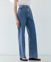 BEIGE, 【洗える・SPRiNG 3月号掲載】FICUS / デニムワイドストレートパンツ ベイジ, パンツ ジーンズ・デニムパンツ ネイビー ホワイト【送...