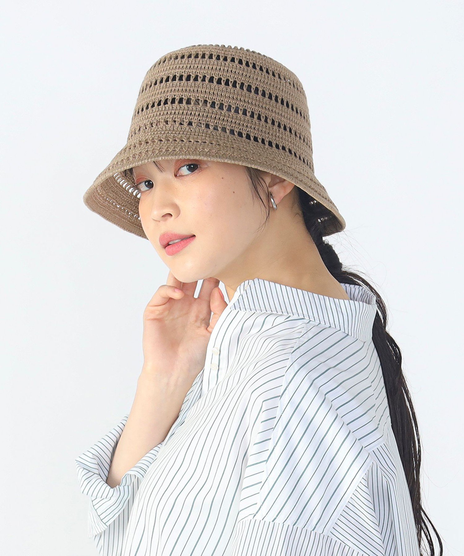 BEAMS HEART WOMEN 透かし編み ハット ビームス ハート 帽子 キャップ ベージュ ホワイト ブラック