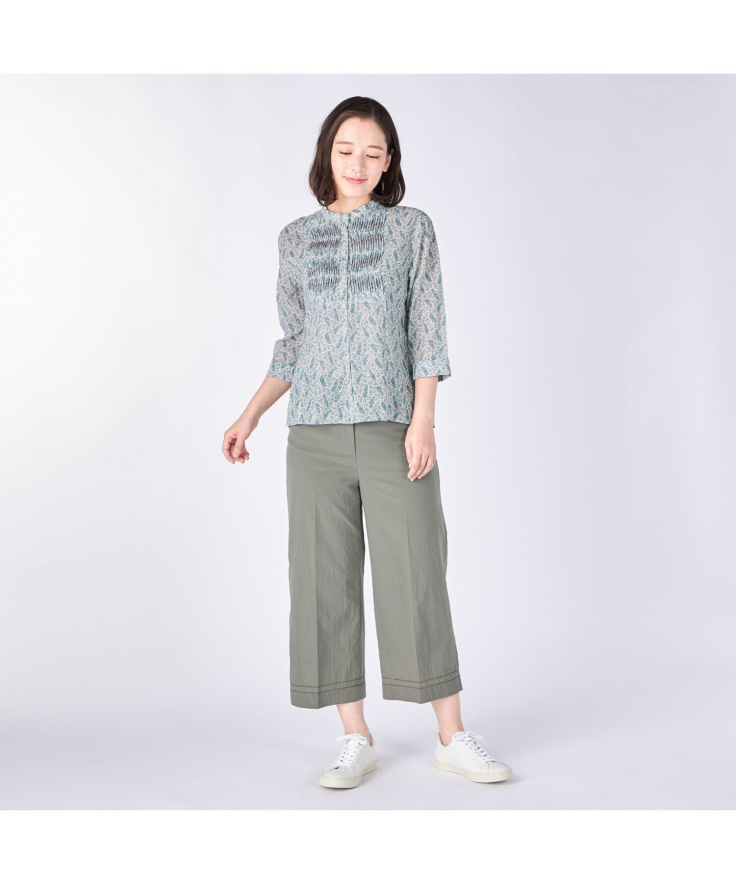 KEITH 【Lサイズ】Christabel Liberty Print Blouse オーバーブラウス キース トップス シャツ・ブラウス ブルー オレンジ