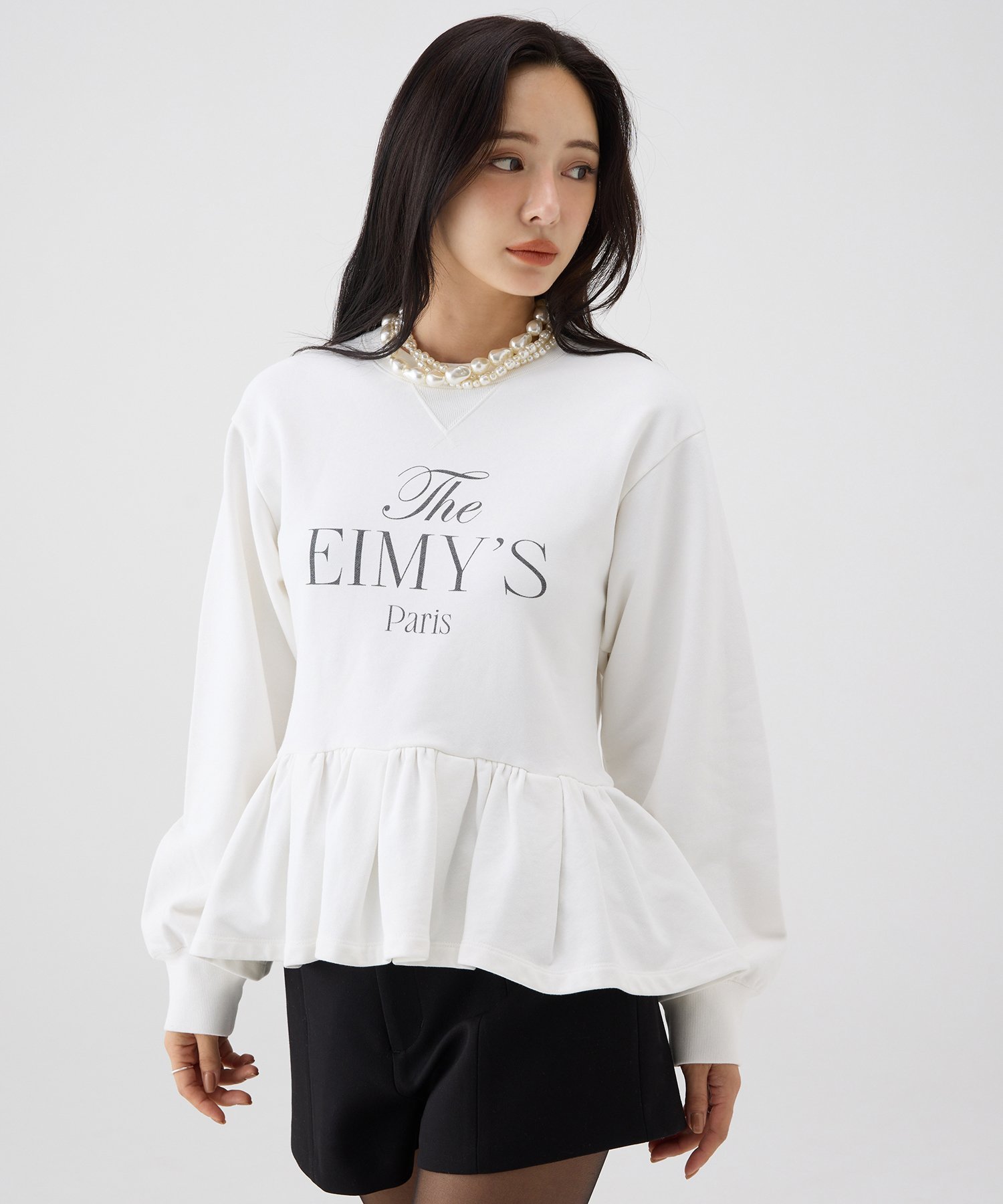 eimy istoire バリエプリントぺプラムスウェットトップス エイミーイストワール トップス スウェット・..