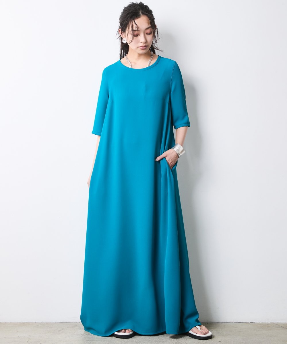CHIC STYLE Aライン5分袖マキシワンピース＜大きいサイズ有＞シックスタイル シックスタイル ワンピース・ドレス ワンピース【送料無料】