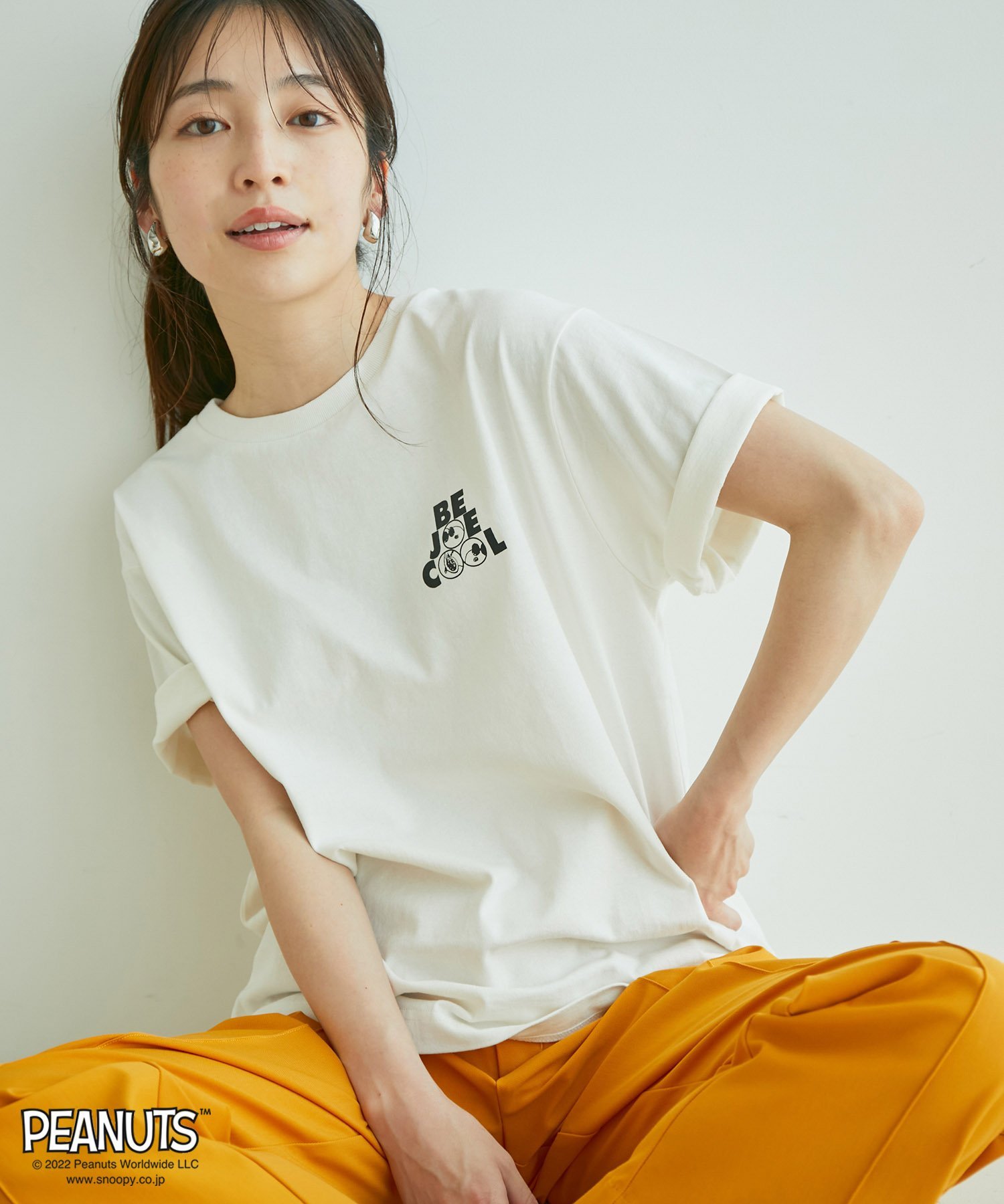 【SALE／40%OFF】VIS 【PEANUTSコラボ】JOE COOL Tシャツ ビス トップス その他のトップス ホワイト ベージュ ピンクのサムネイル
