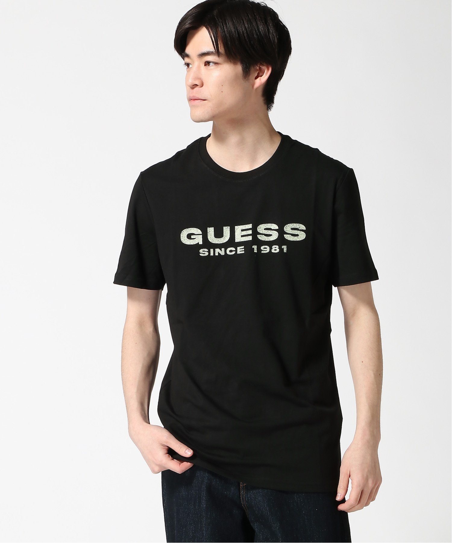 GUESS Tシャツ (M)SS Cn Guess Logo Tee ゲス トップス カットソー・Tシャツ ホワイト ブラック