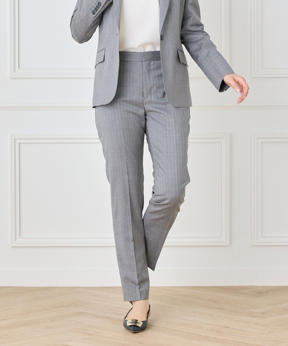 INED 【セットアップ対応】テーパードパンツ《CERRUTI》 イネド パンツ スラックス・ドレスパンツ ネイビー