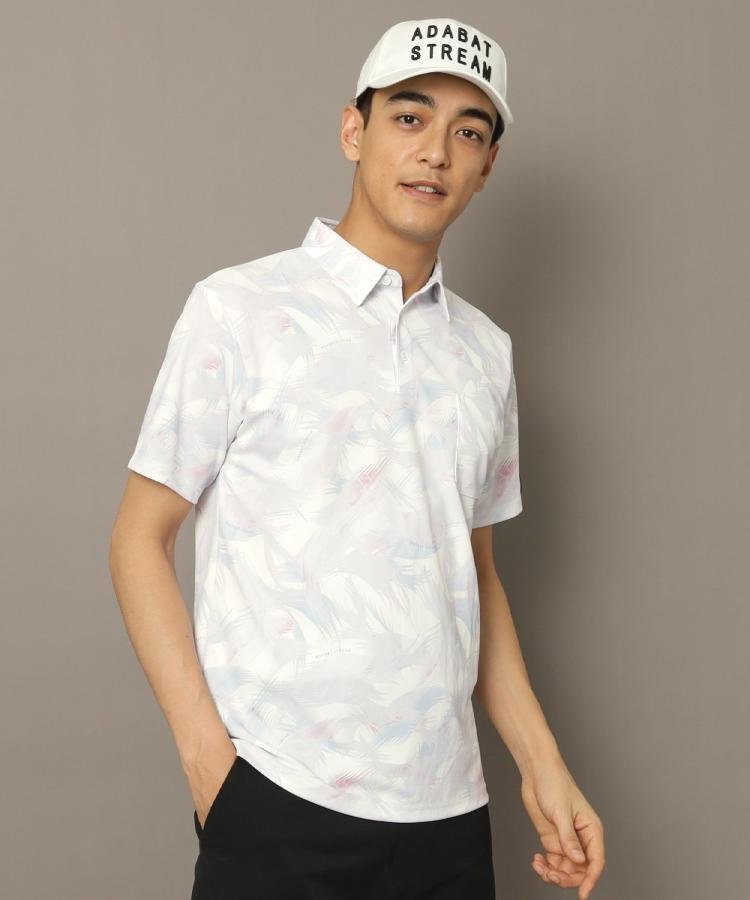 【SALE／30%OFF】ADABAT STREAM UVカット/吸水速乾 フェザープリントポロシャツ アダバット トップス ポロシャツ ベージュ ホワイト【送料無料】