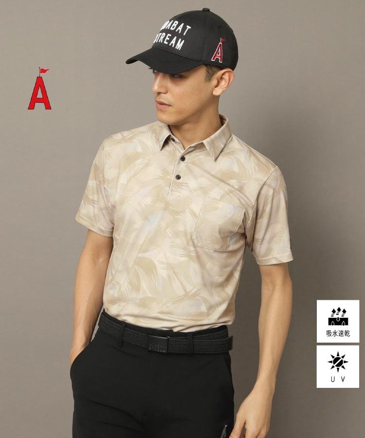 【SALE／30%OFF】ADABAT STREAM UVカット/吸水速乾 フェザープリントポロシャツ アダバット トップス ポロシャツ ベージュ ホワイト【送料無料】