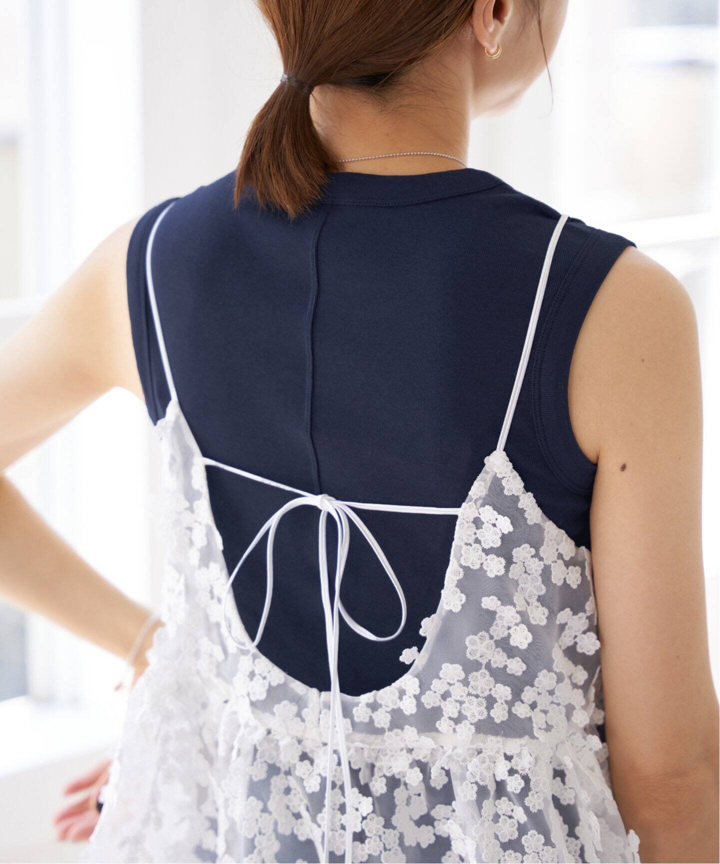 IENA FLORE FLORE/フローレフローレ ESME TANK タンクトップ イエナ トップス ノースリーブ・タンクトップ ピンク ネイビー ベージュ レッド