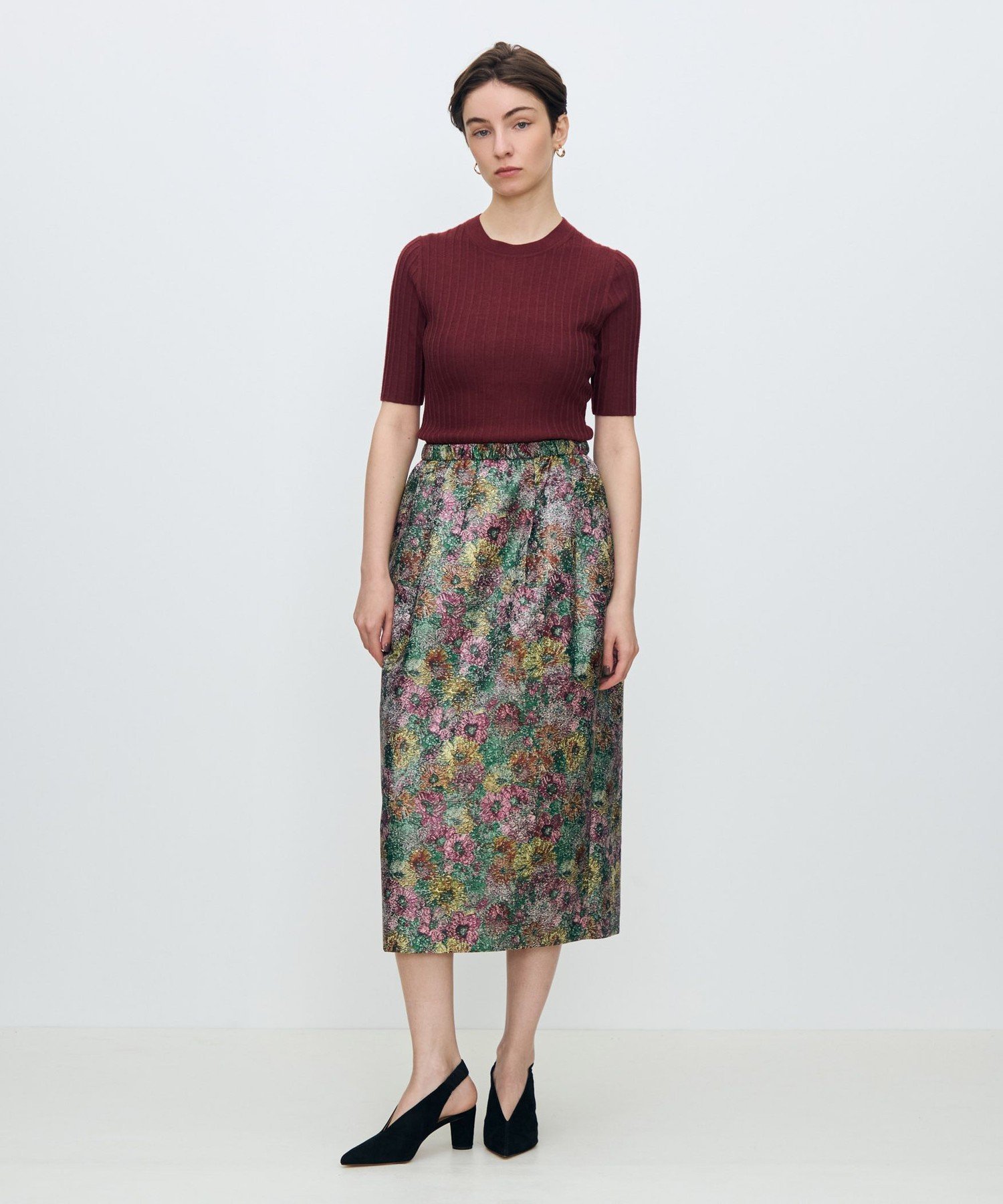 【SALE／40%OFF】TOMORROWLAND collection フラワーガーデン コクーンスカート トゥモローランド スカート ミディアムスカート グリーン【送料無料】