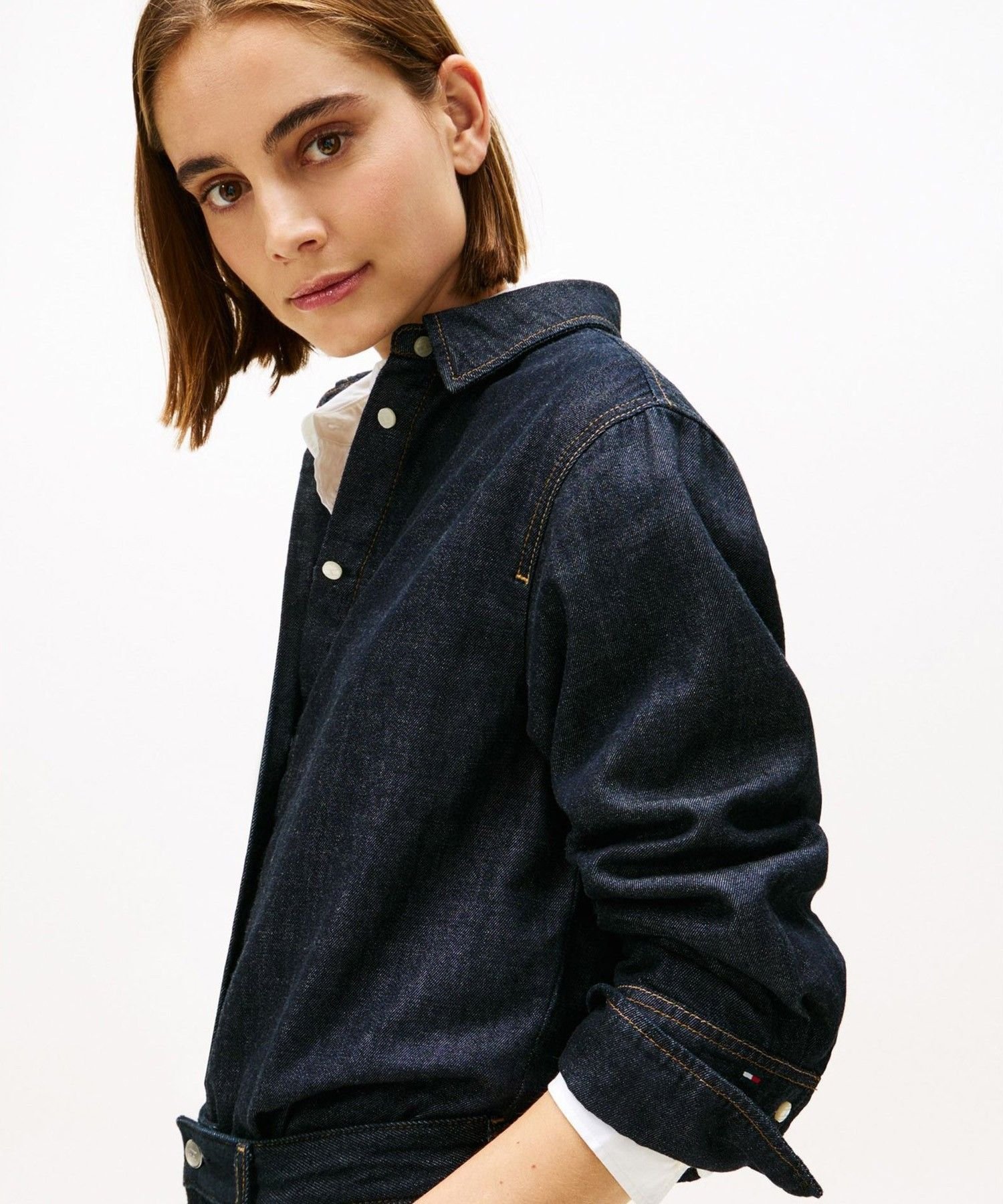 TOMMY HILFIGER ピュアデニムロングスリーブリラックスシャツ トミーヒルフィガー トップス シャツ・ブラウス ブルー【送料無料】