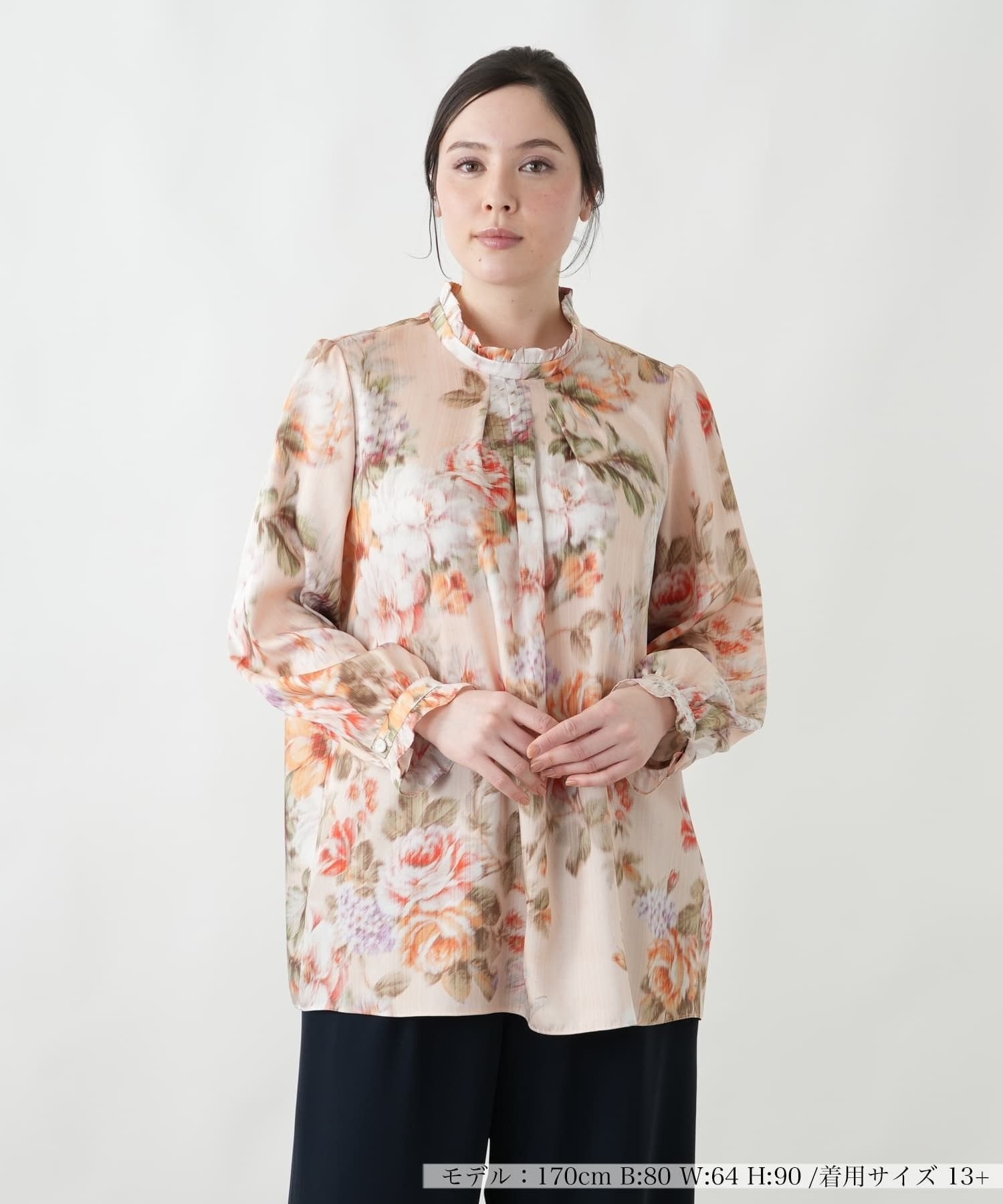 Leilian PLUS HOUSE ブラウス【ROCHAS Premiere】【ERICA】 レリアン プラスハウス トップス シャツ・ブラウス オレンジ