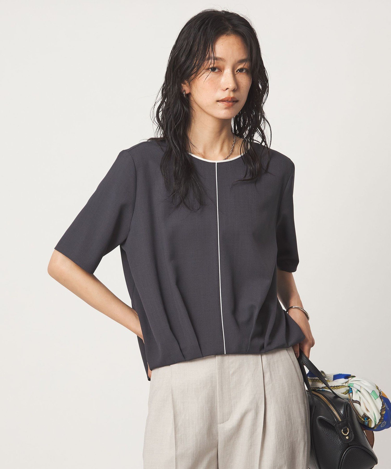 ライン TEE ブラウス ユナイテッドアローズ グリーンレーベルリラクシング トップス シャツ・ブラウス ホワイト イエロー ネイビー ブルー グレー