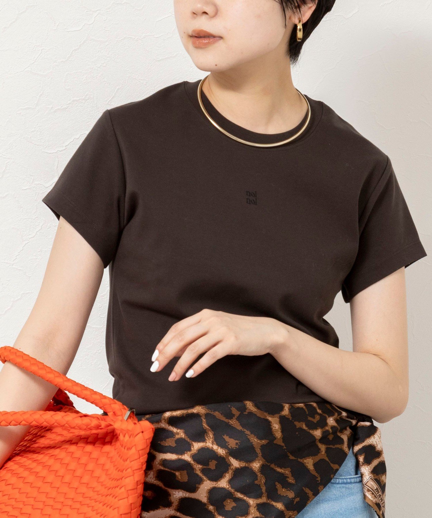 NOLLEY'S 【nolnol/ノルノル】ウォッシャブルクルーネックTee ノーリーズ トップス カットソー・Tシャツ ブラウン ホワイト ネイビー【送料無料】