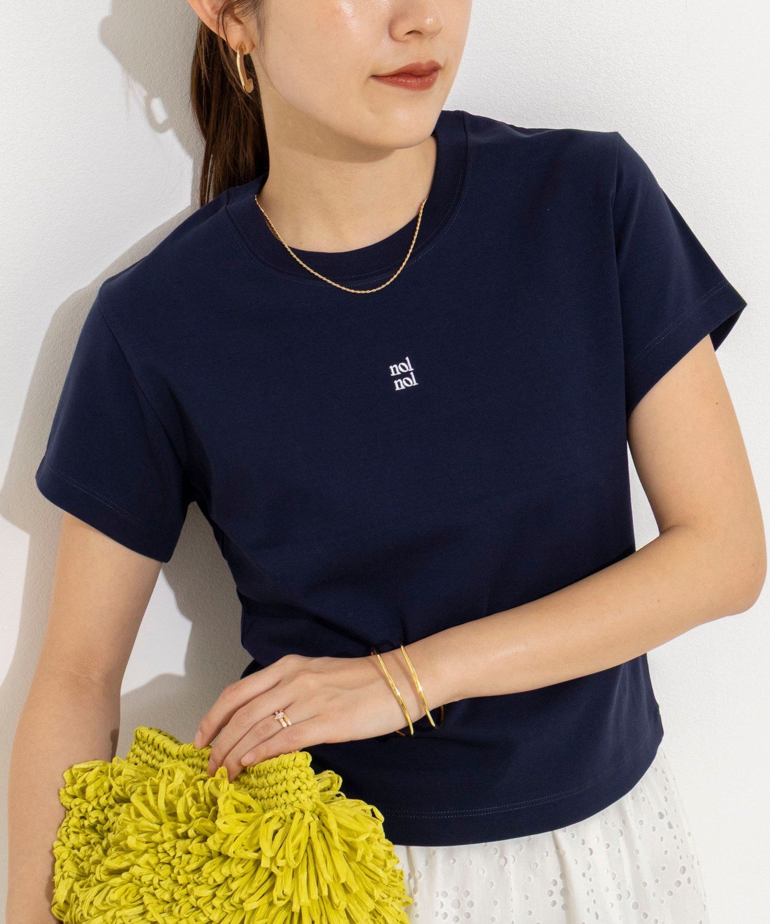 NOLLEY'S 【nolnol/ノルノル】ウォッシャブルクルーネックTee ノーリーズ トップス カットソー・Tシャツ ブラウン ホワイト ネイビー【送料無料】