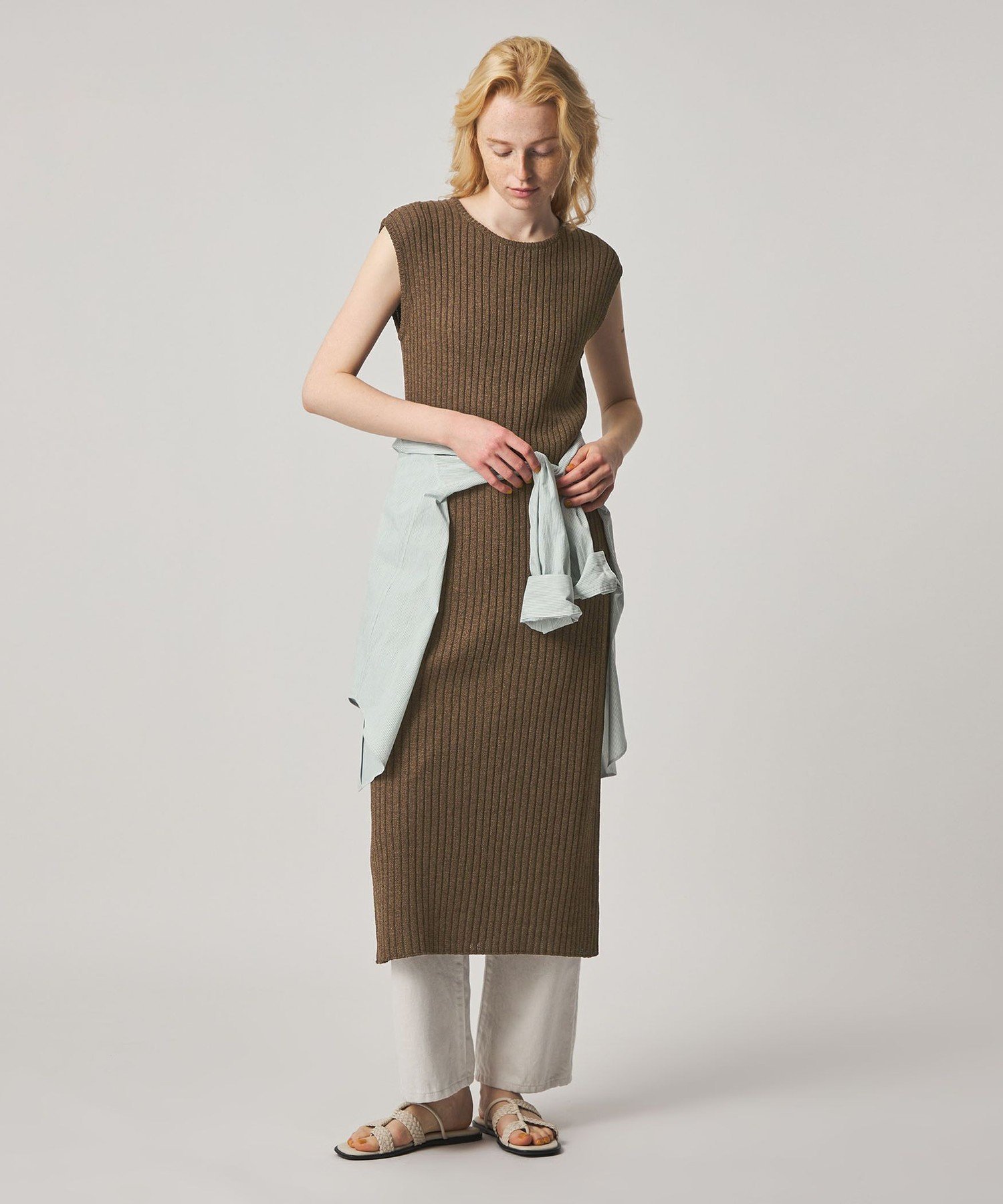 Steven Alan ＜Steven Alan＞リブ ノースリーブ ワンピース ビューティー＆ユース ユナイテッドアローズ ワンピース・ドレス ワンピース ブラウン ブラック