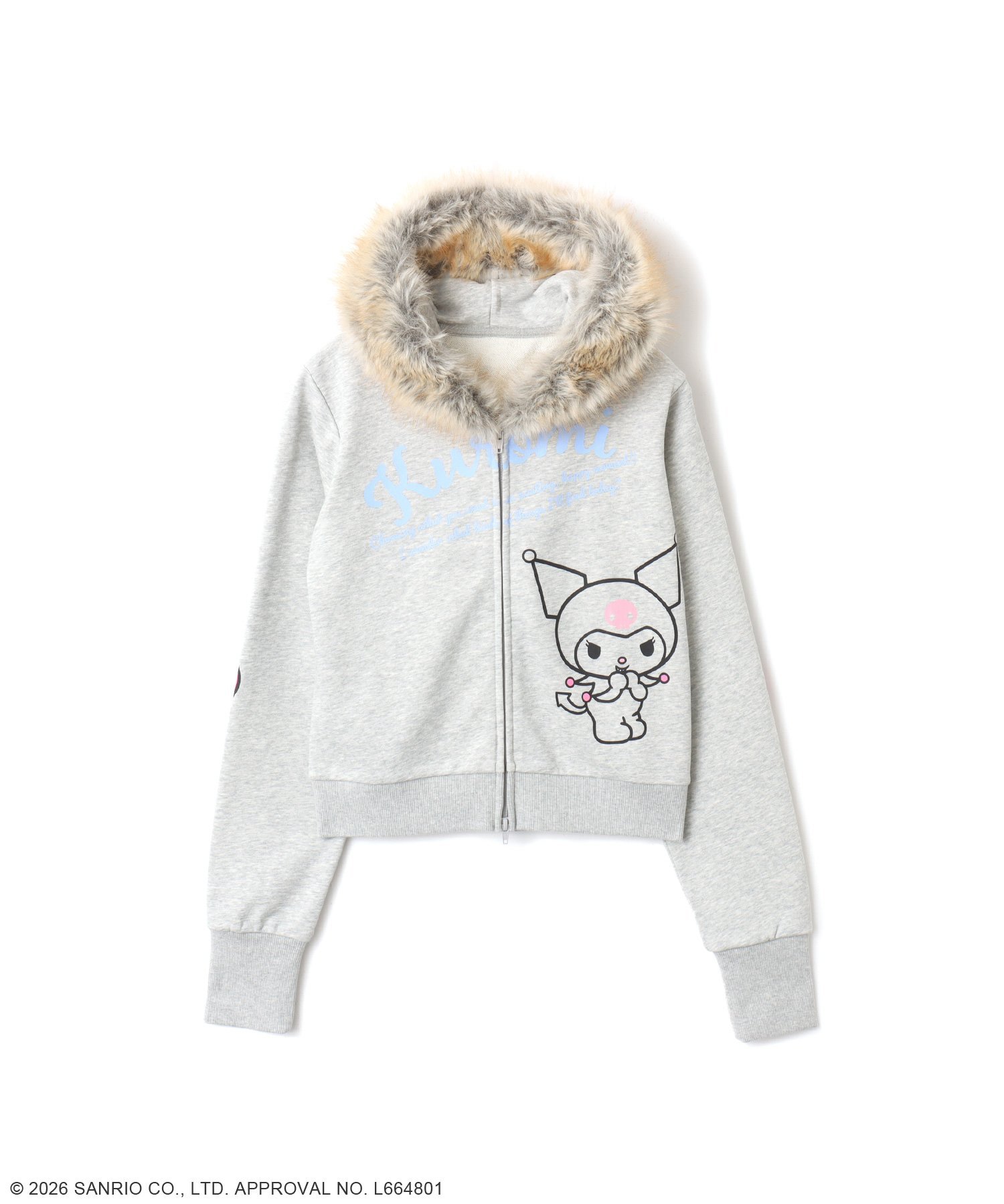 atmos pink atmos pink x KUROMI Faux Fur Zip Up Hoodie GRAY アトモス トップス パーカー・フーディー グレー【送料無料】