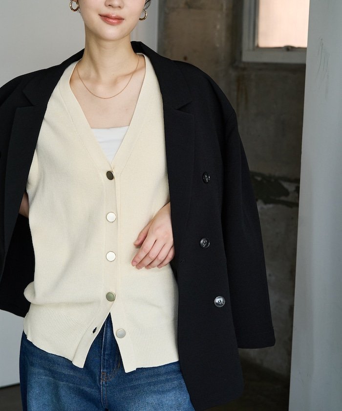 FREAK'S STORE 限定展開 ゴールド ボタン ルーズ ニット ベスト 26AW フリークスストア トップス ベスト・ジレ ブラウン ベージュ ブラック【送料無料】
